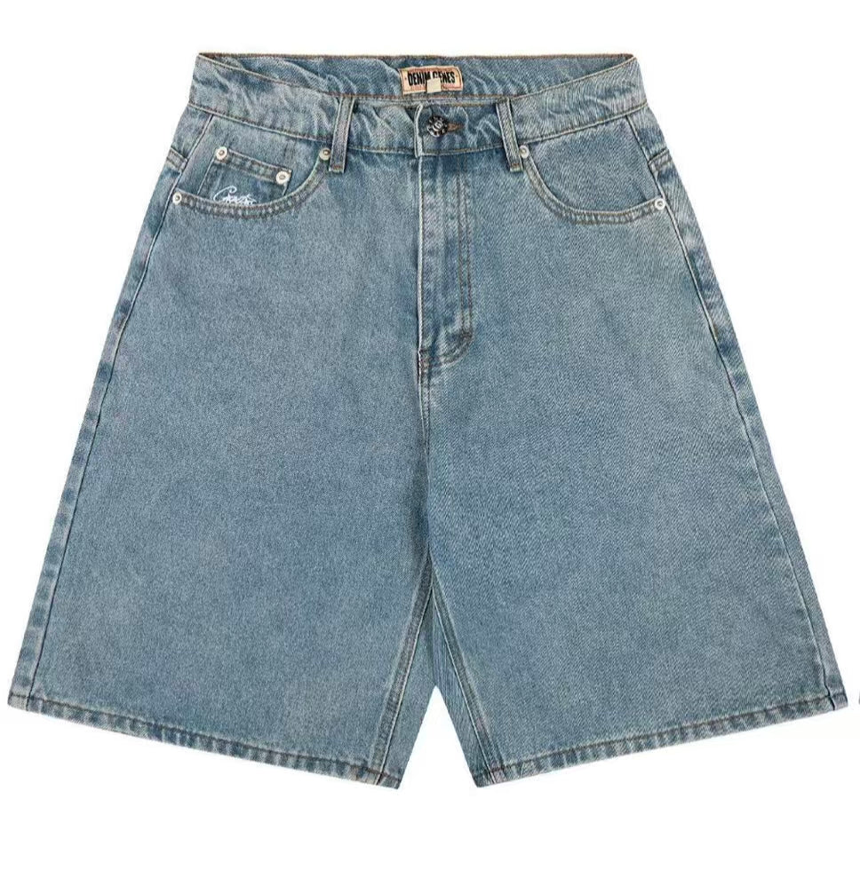 Berry Wide Denim Short - Washed Medium Blue
