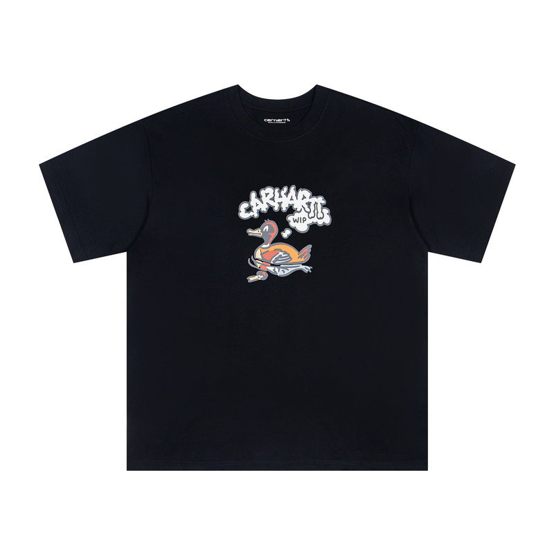 Unisex Carhartt High Street Printed Cotton Loose T Shirt Casual Daily Tops