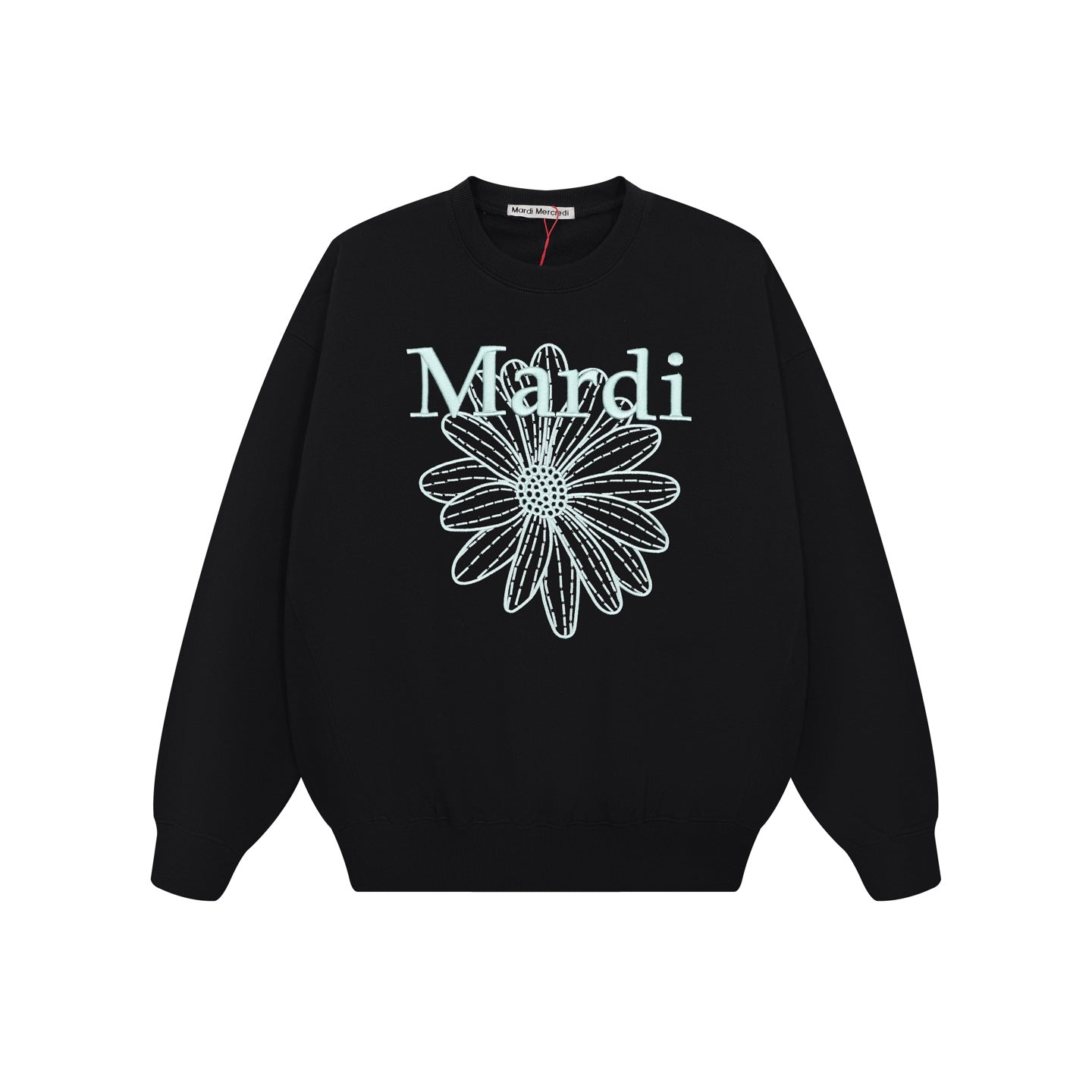 Oversized Floral Embroidered Crewneck Sweatshirt