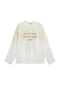 Vintage Washed Rhinestone Graphic Long Sleeve Tee Unisex Loose Fit Cotton Casual Shirts