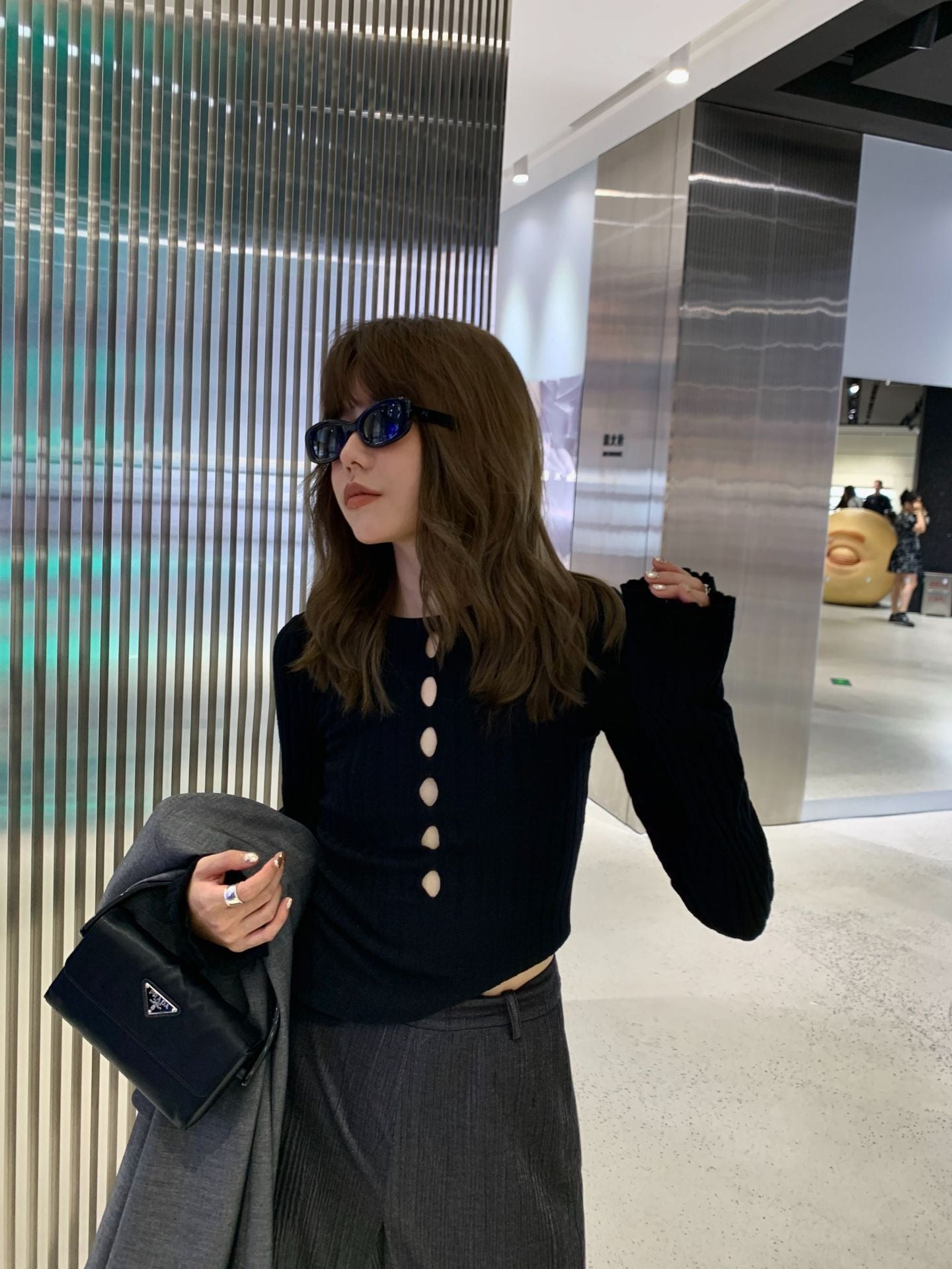 Slim Fit Ribbed Knit Button Top