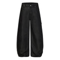 Vintage Raw Black Baggy Wide Leg Jeans Unisex Cross Embroidery Cut Baggy Hip Hop Streetwear Denim Pants