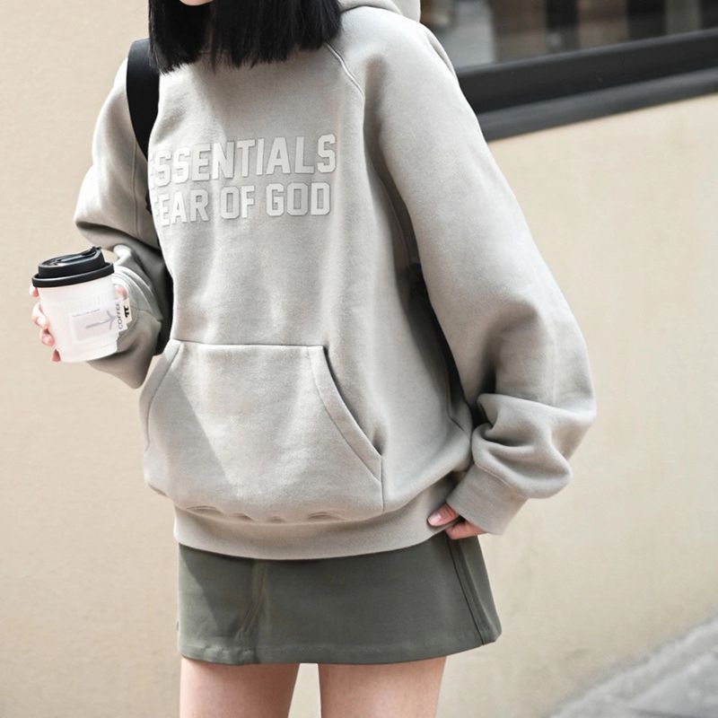 ESS American fashion brand fog high street autumn new item Morandi design sense women's hoodie loose shoulder hooded sweatshirt