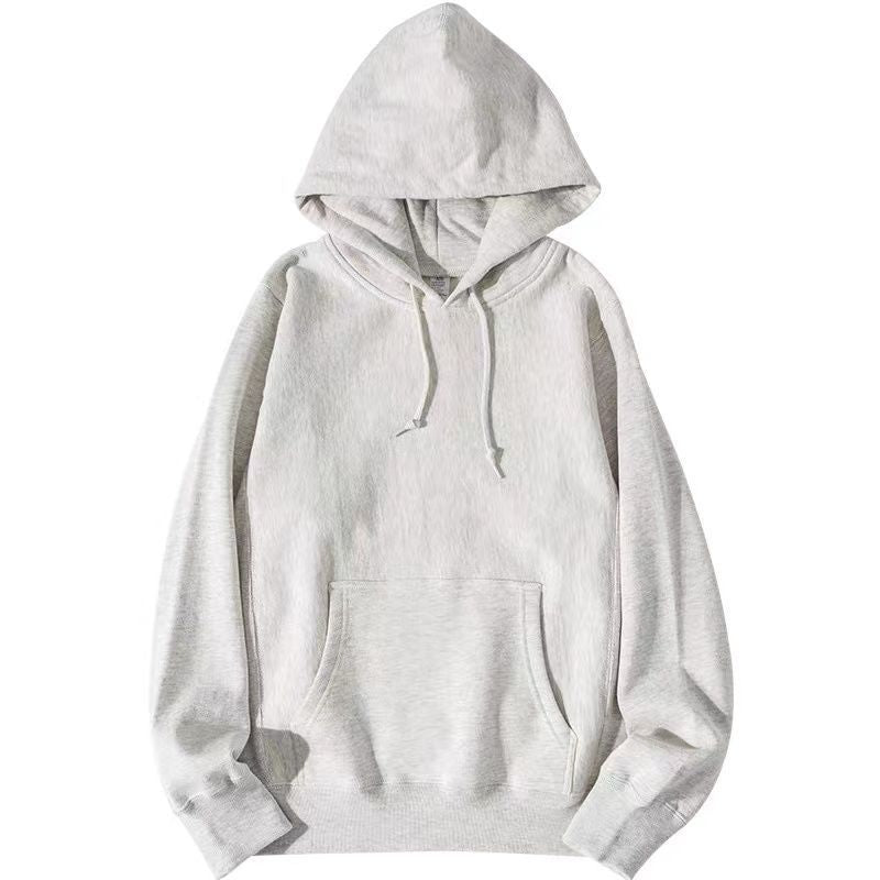 Oversize niche autumn and winter American loose cream yellow light blue with plush thick hooded sweatshirt for women's outerwear