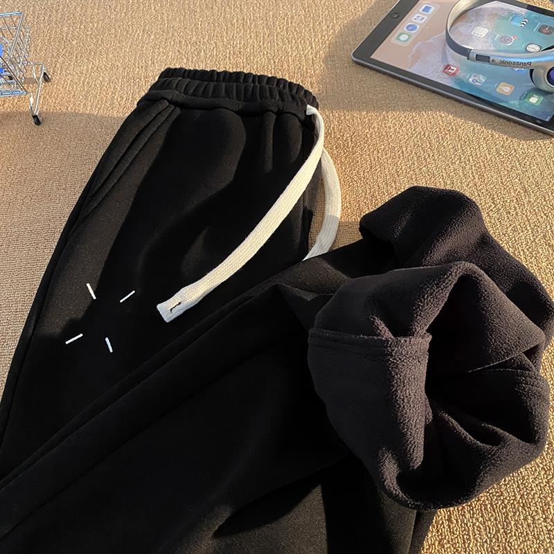Skinny pants, curved knife pants, men's autumn and winter heavyweight with thick velvet, American high street guard pants, versatile casual ankle sports pants