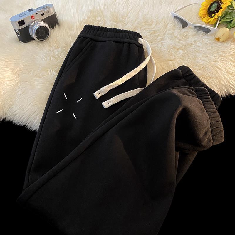 Skinny pants, curved knife pants, men's autumn and winter heavyweight with thick velvet, American high street guard pants, versatile casual ankle sports pants
