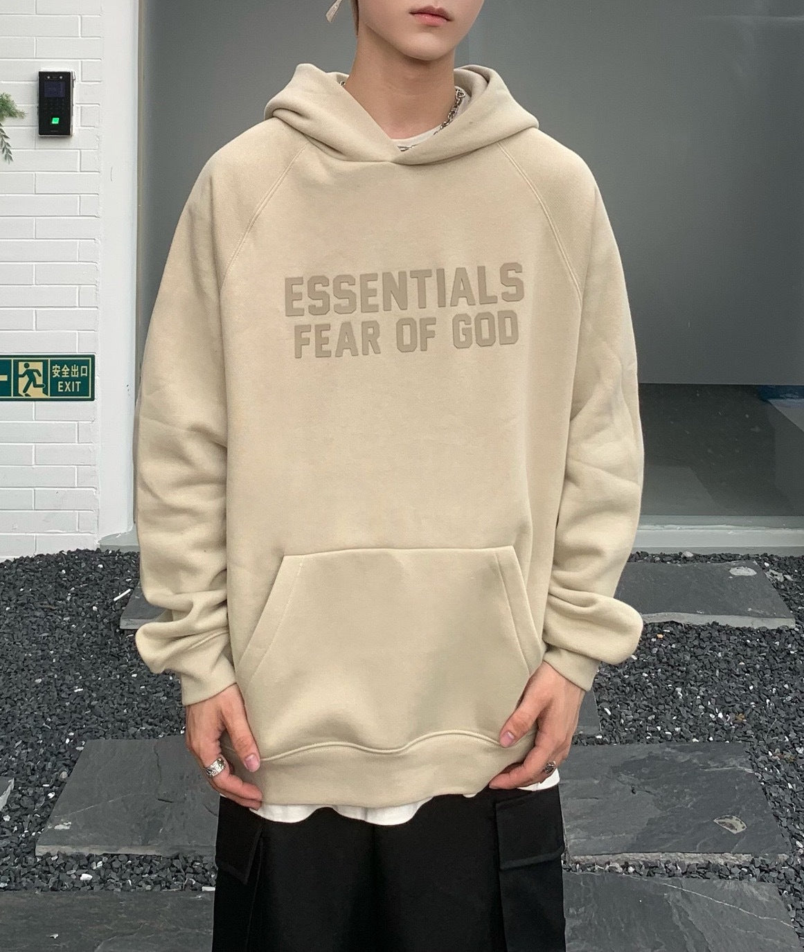 ESS American fashion brand fog high street autumn new item Morandi design sense women's hoodie loose shoulder hooded sweatshirt