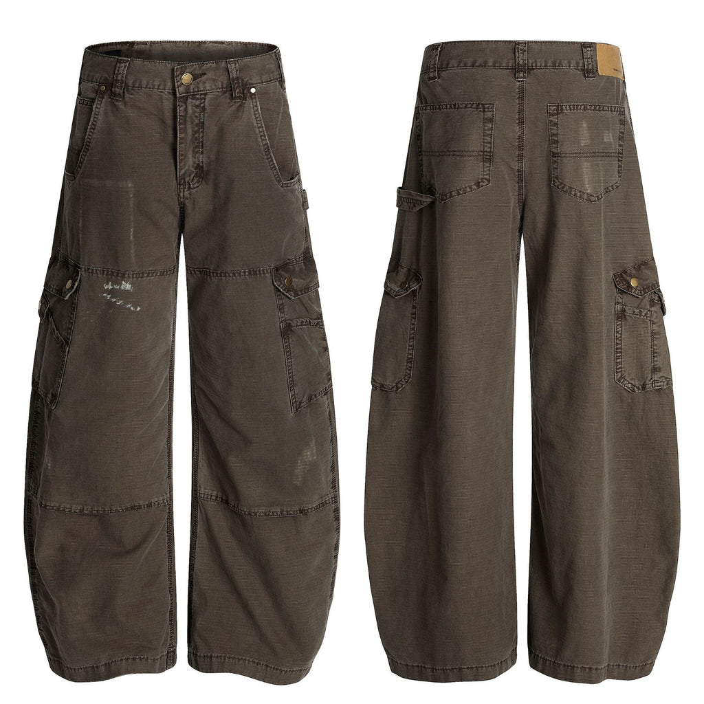 Z005 American retro neutral high-end deconstruction heavy industry design loose men's curved knife type casual work pants