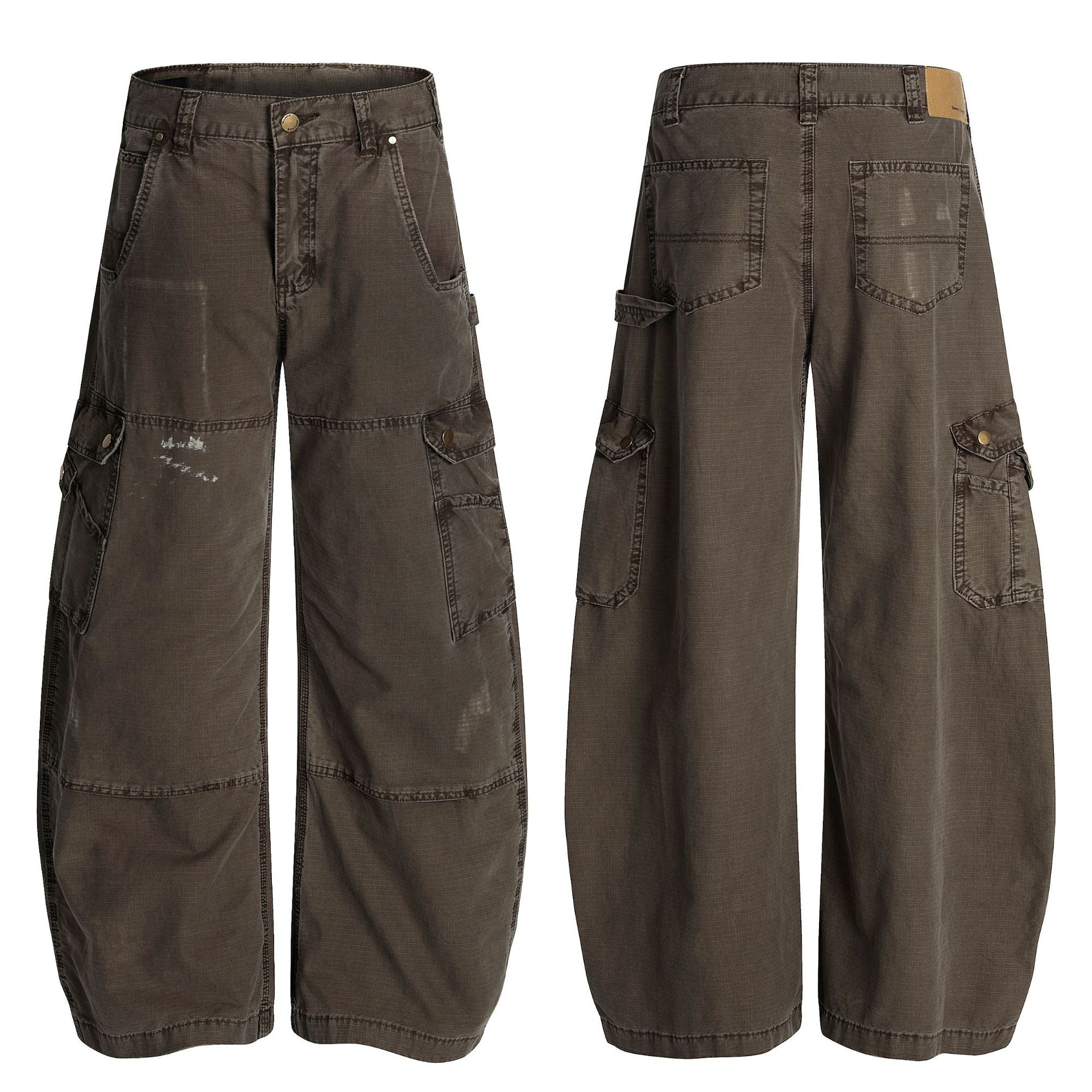 Z005 American retro neutral high-end deconstruction heavy industry design loose men's curved knife type casual work pants