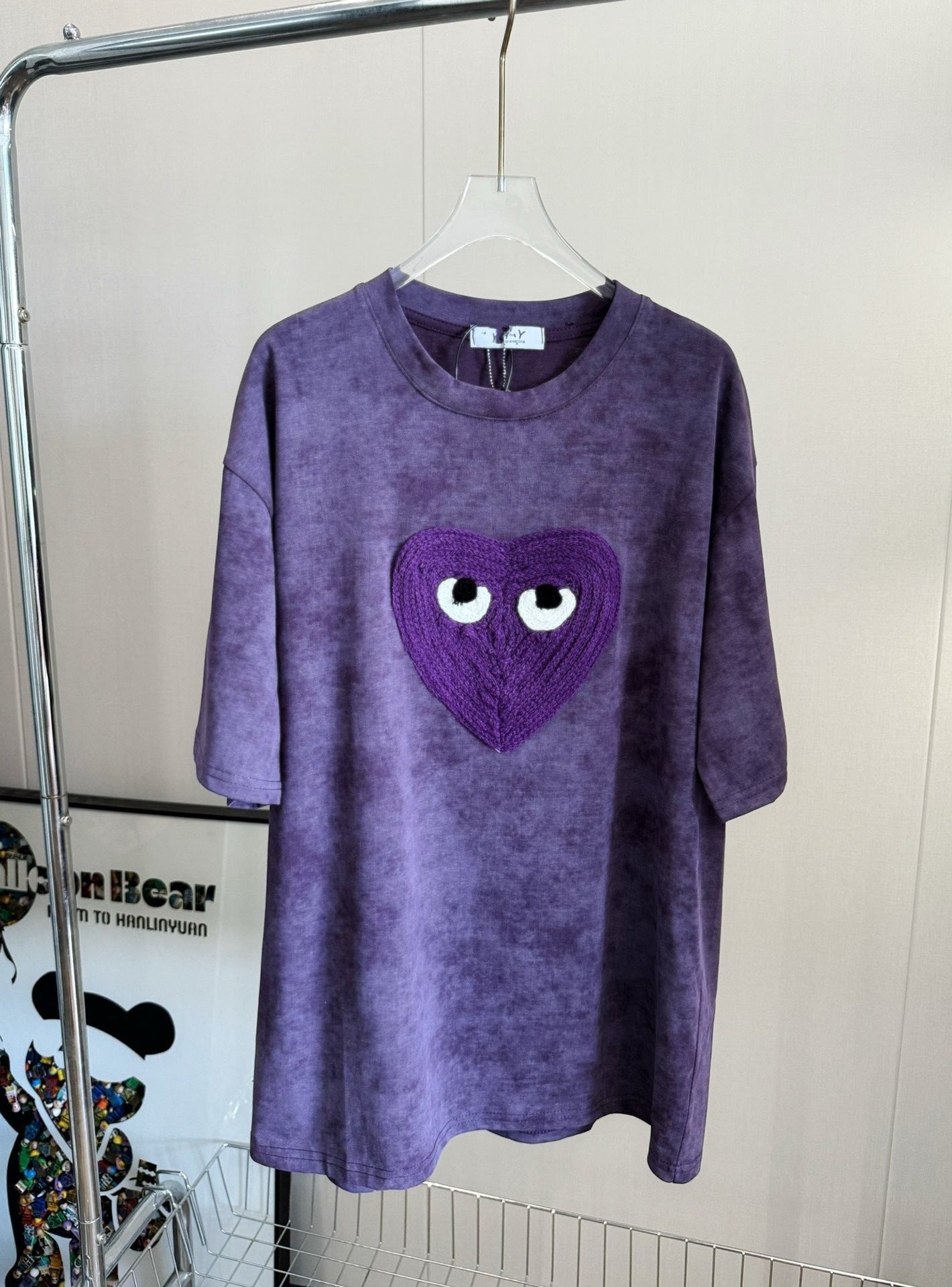 Spot high quality Chuanjiu love Fried Dough Twists embroidery washable short sleeved t-shirt women's American retro style top