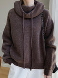 Heavy duty thickened wool hooded sweatshirt for women in autumn and winter, lazy style cashmere knitted sweatshirt, skin friendly warm pullover top