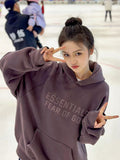 ESS American fashion brand fog high street autumn new item Morandi design sense women's hoodie loose shoulder hooded sweatshirt