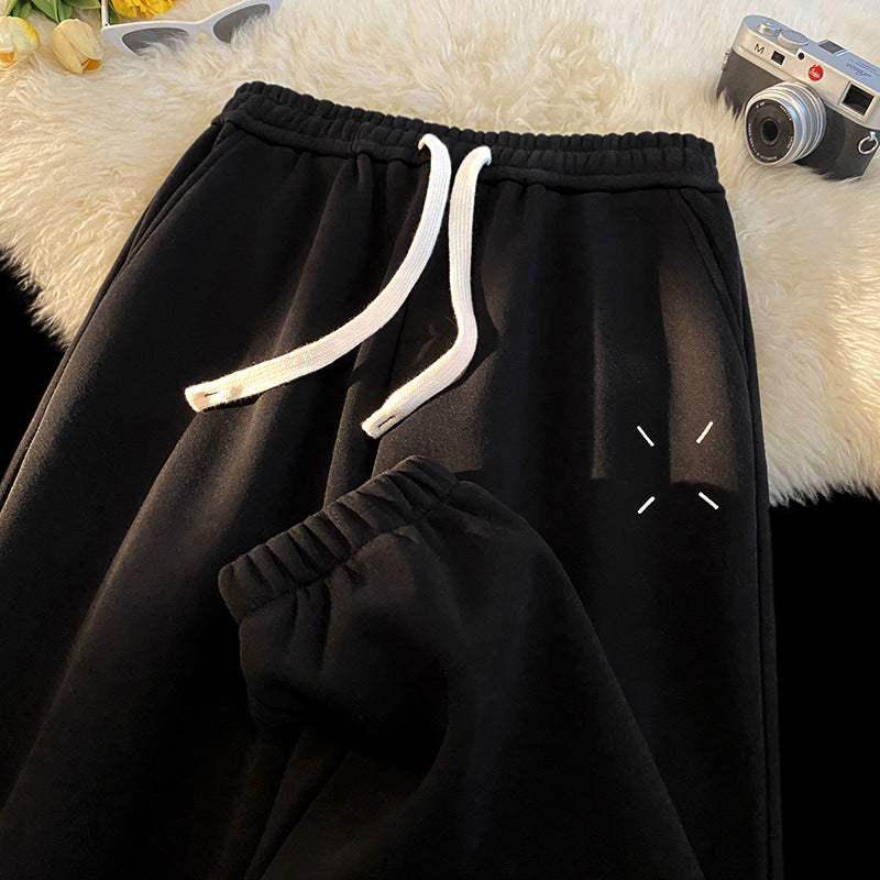 Skinny pants, curved knife pants, men's autumn and winter heavyweight with thick velvet, American high street guard pants, versatile casual ankle sports pants