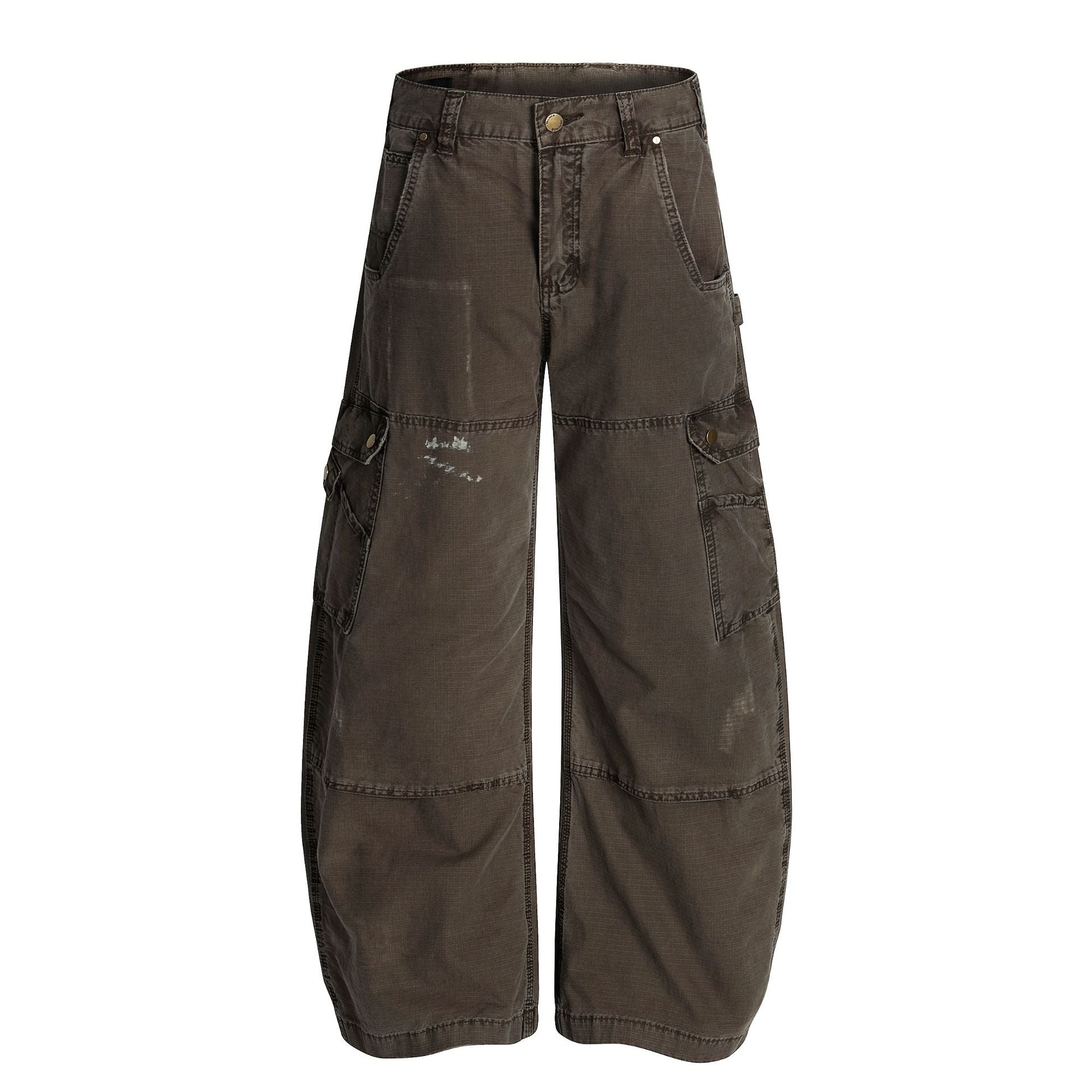 Z005 American retro neutral high-end deconstruction heavy industry design loose men's curved knife type casual work pants