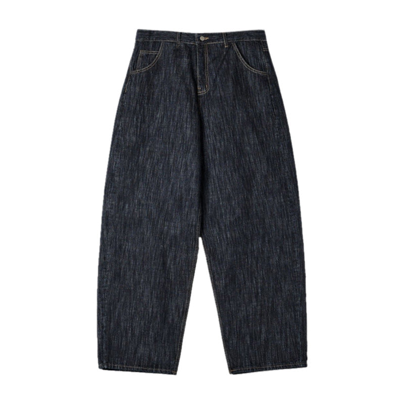 ASCLO Deep Blue American Loose Wide Leg Jeans, Spring and Autumn 2025 New Style, with a drooping and lazy casual straight leg pants