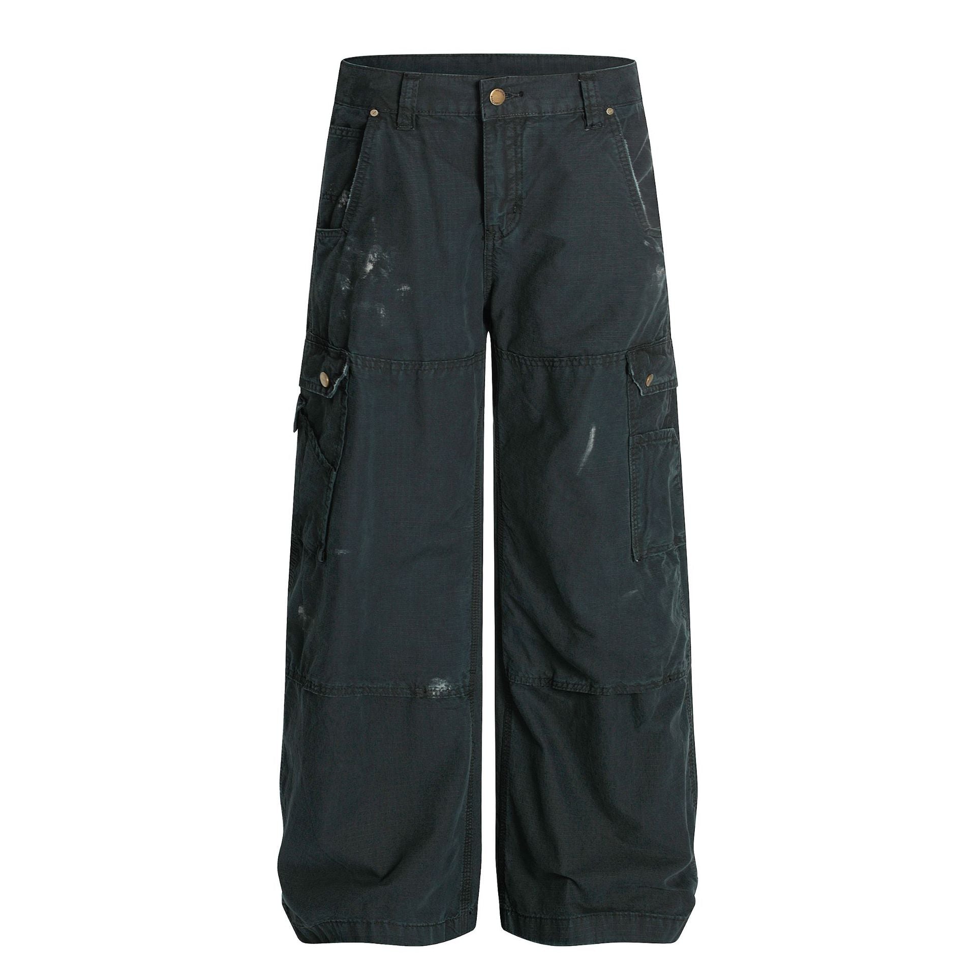 Z005 American retro neutral high-end deconstruction heavy industry design loose men's curved knife type casual work pants