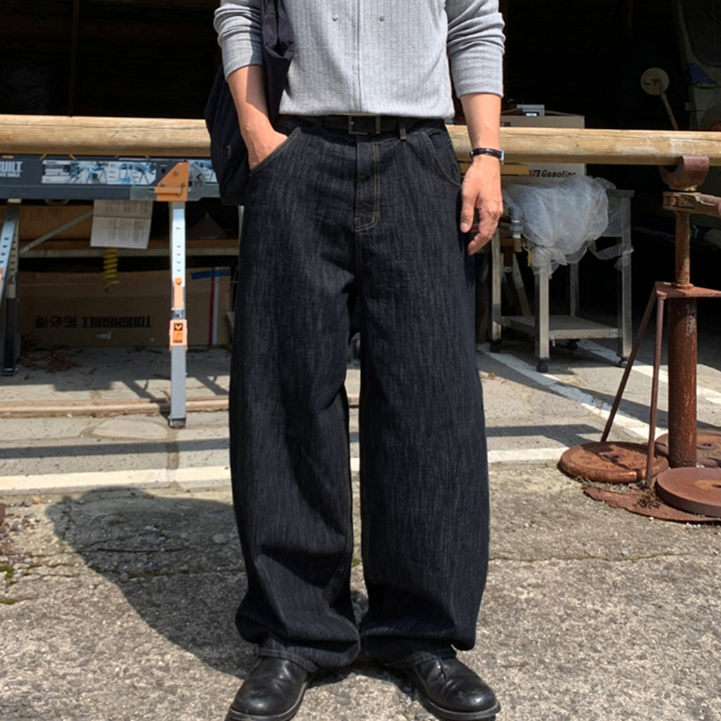 ASCLO Deep Blue American Loose Wide Leg Jeans, Spring and Autumn 2025 New Style, with a drooping and lazy casual straight leg pants