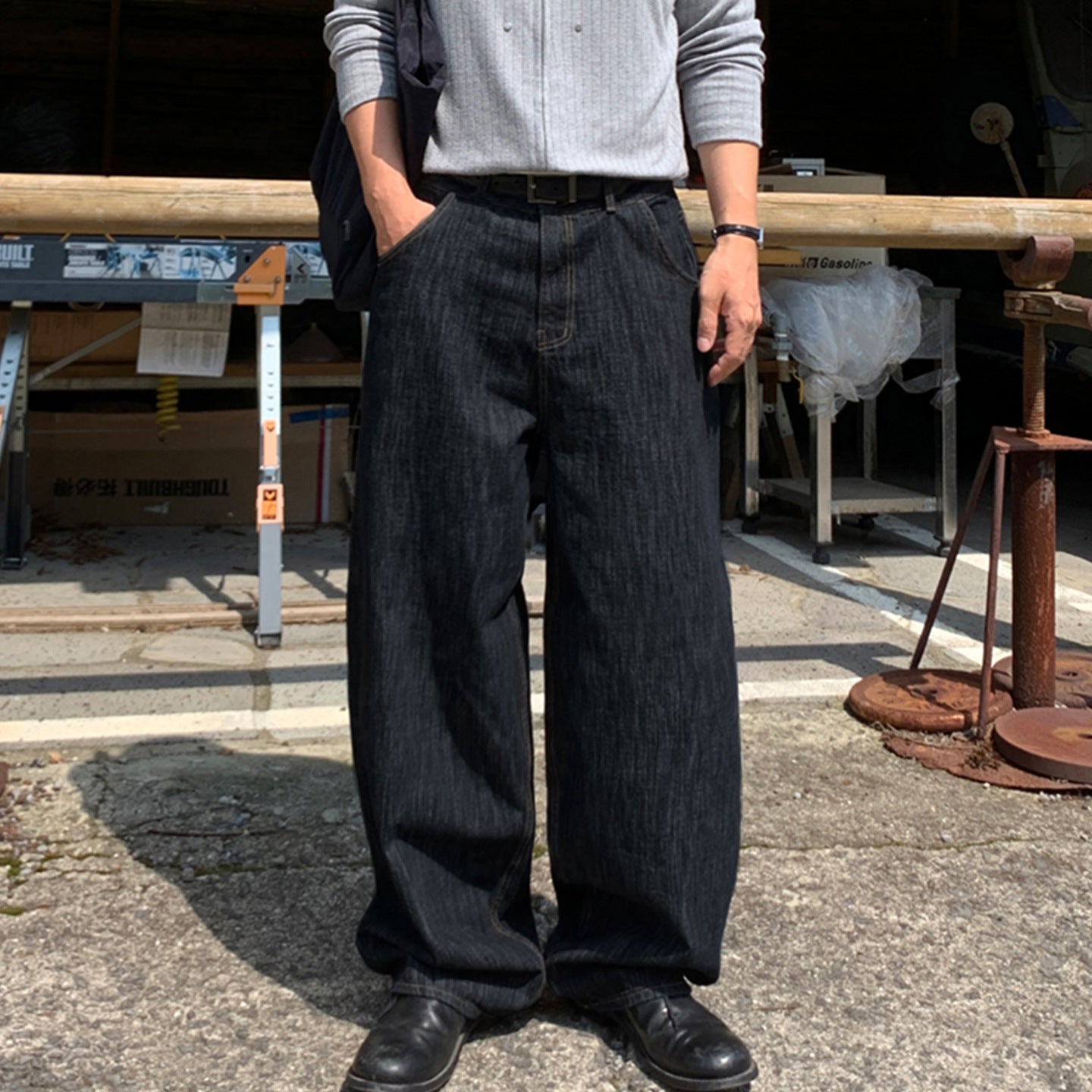 ASCLO Deep Blue American Loose Wide Leg Jeans, Spring and Autumn 2025 New Style, with a drooping and lazy casual straight leg pants