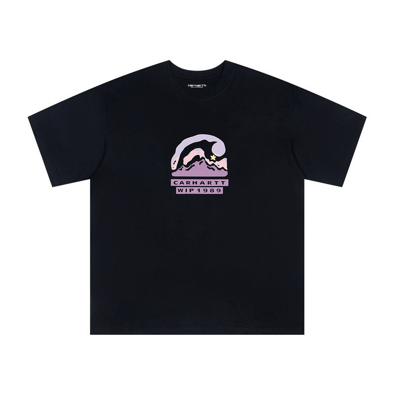 Unisex Carhartt High Street Printed Cotton Loose T Shirt Casual Daily Tops