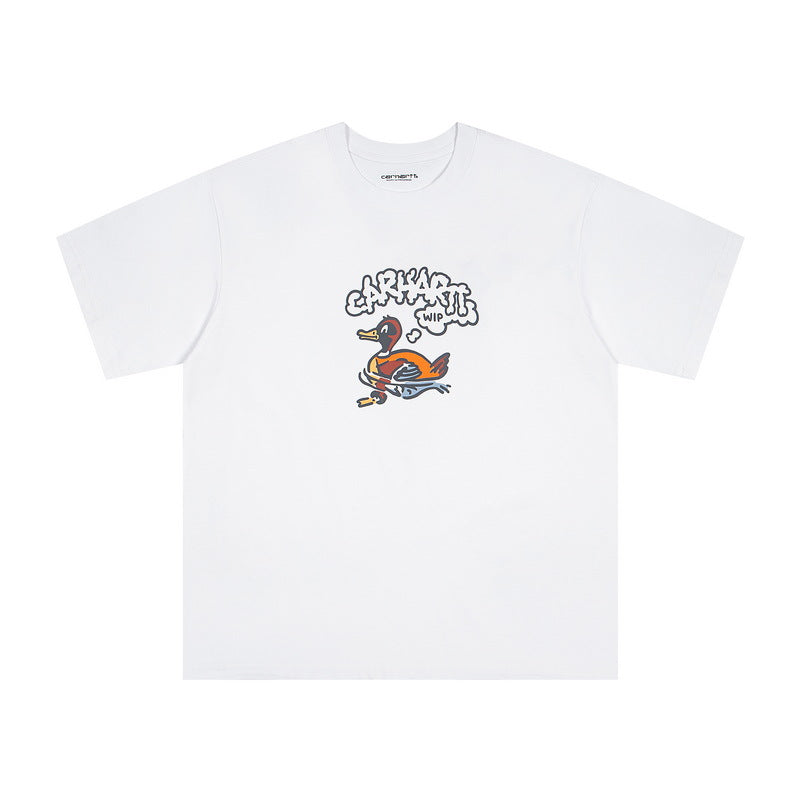 Unisex Carhartt High Street Printed Cotton Loose T Shirt Casual Daily Tops