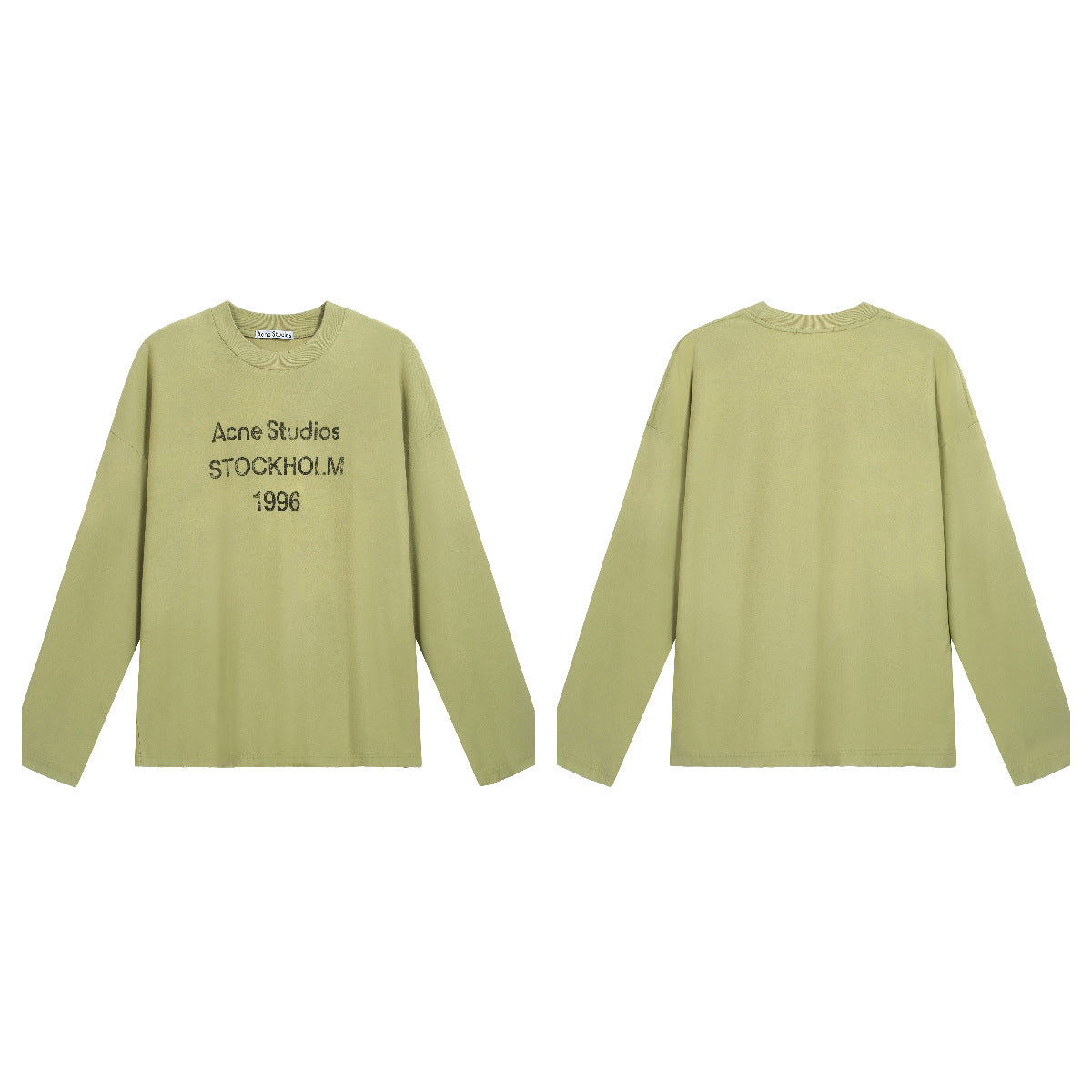 Vintage Washed Rhinestone Graphic Long Sleeve Tee Unisex Loose Fit Cotton Casual Shirts