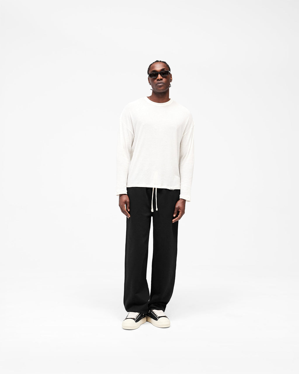 Initial Wide Leg Cuffed Sweatpant - Jet Black